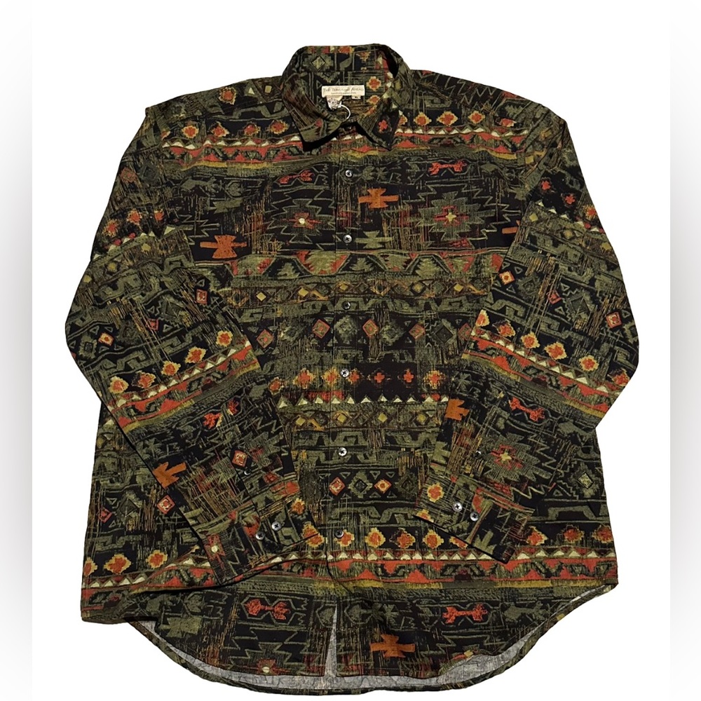 Vinatge Southwestern Button up Shirt. Territory Ahead brand thick 100% cotton.